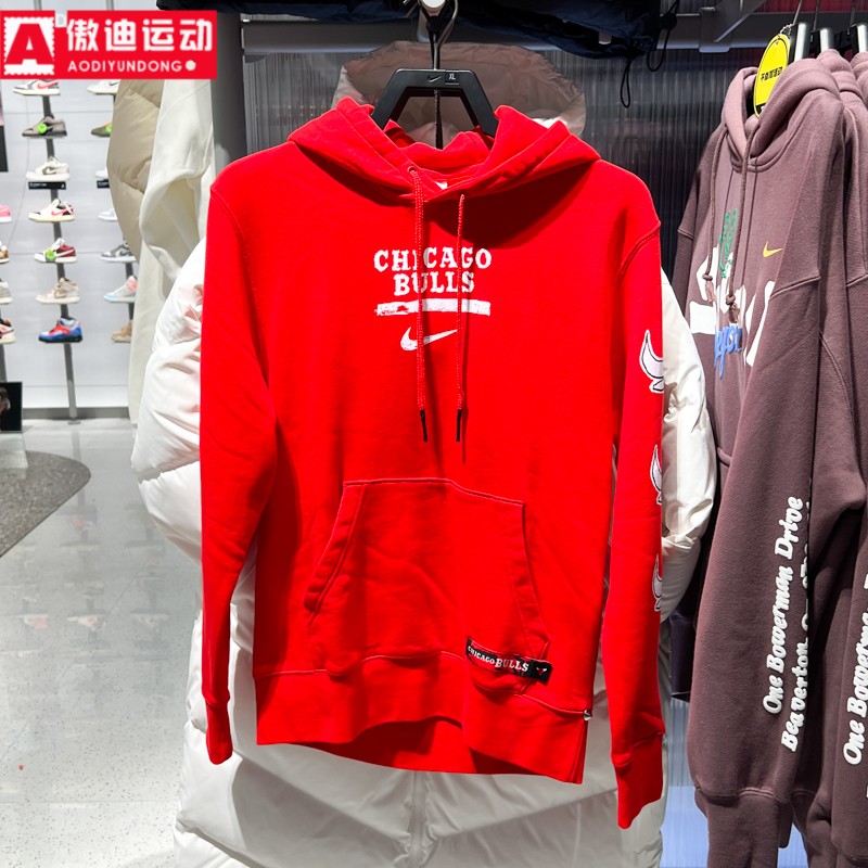 耐克男卫衣2026新年红针织毛圈保暖运动休闲连帽套头衫IB2297-657