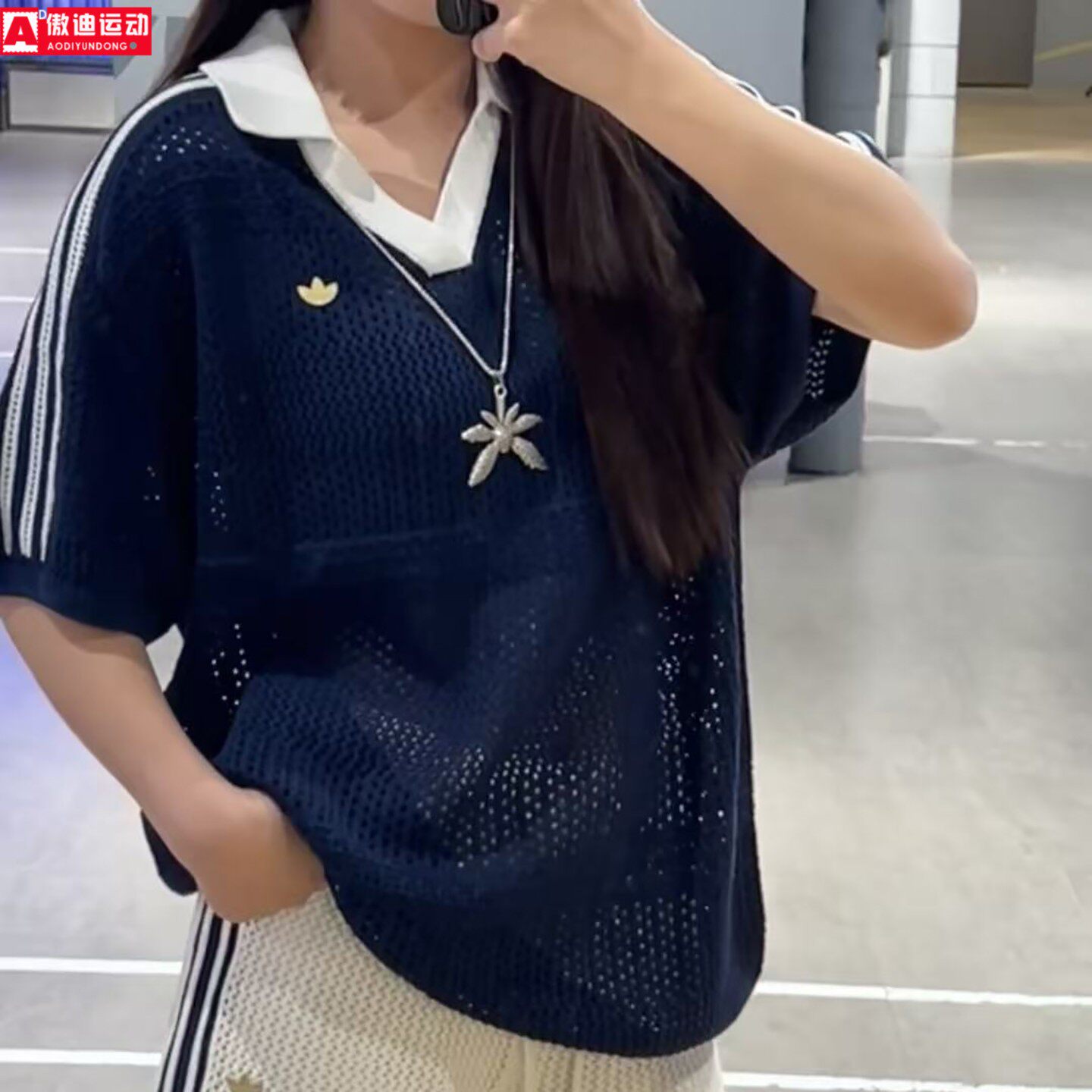 Adidas三叶草男女POLO衫2026秋季新款针织透气休闲运动短袖KW5685