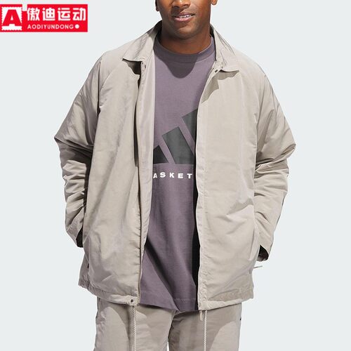 阿迪达斯男装2025春新款梭织宽松翻领篮球运动外套 JC7843 IW5641