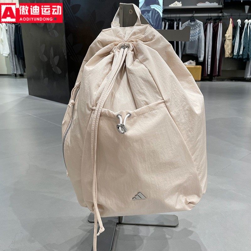 阿迪达斯男女包2025冬新款三条纹时尚通勤抽绳运动双肩背包KC0230