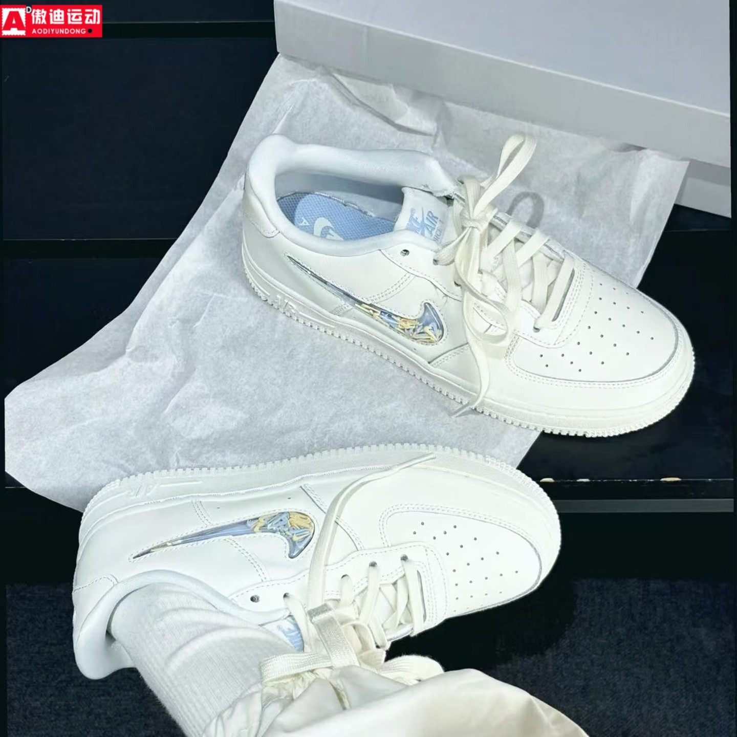 耐克白蓝板鞋大童鞋休闲小白鞋