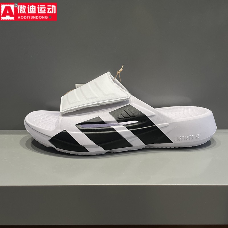 阿迪达斯拖鞋男女款2026夏新款户外舒缓魔术贴休闲沙滩拖鞋JS3584