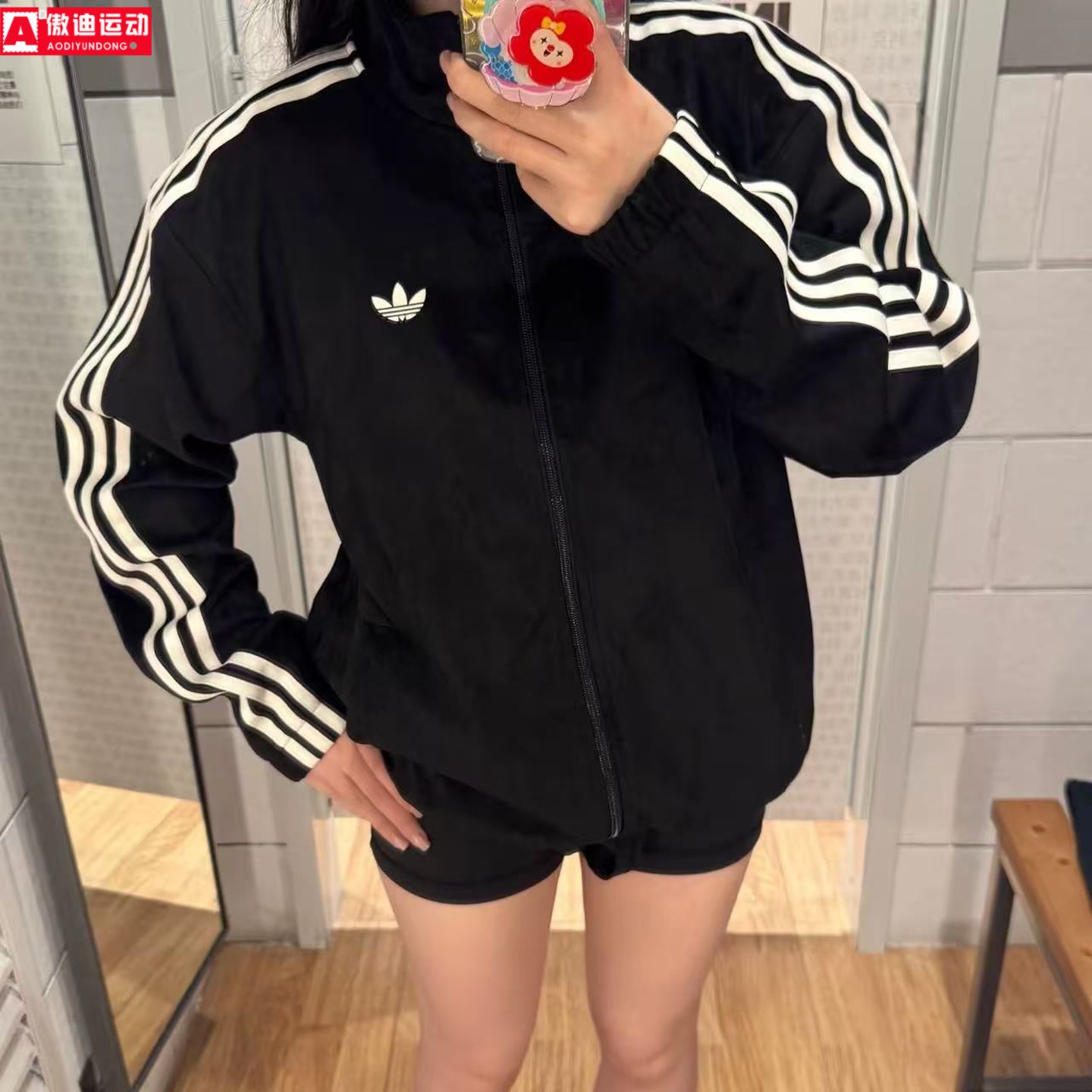 Adidas三叶草男女2026冬季新款滑板风宽松运动休闲立领外套KS9189