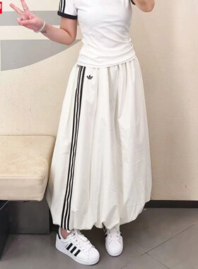 Adidas阿迪达斯三叶草女裙子2026新款蓬松半身裙休闲花苞裙KE3441