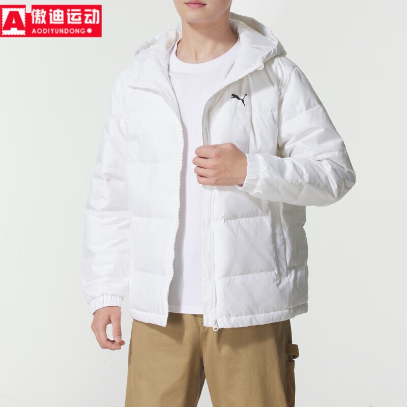 彪马羽绒服男款2025冬季防风轻盈保暖运动休闲连帽外套 692811-02