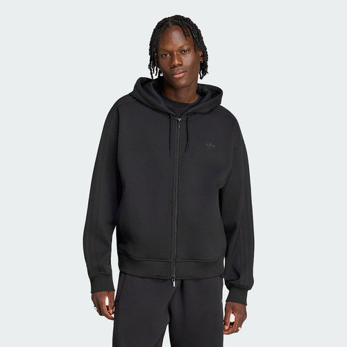 Adidas三叶草男女夹克2026冬新款保暖运动休闲连帽黑色外套LC8115