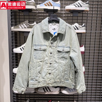 阿迪达斯三叶草男女2025冬新品保暖复古街头风牛仔夹克棉服KC2624