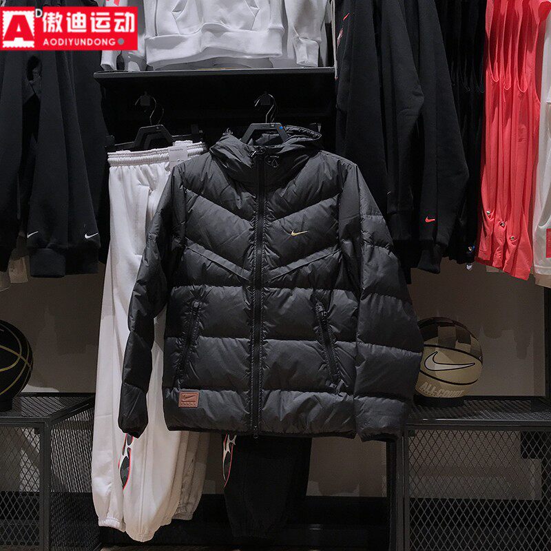 Nike耐克外套男装2024冬季新款简约加厚保暖连帽羽绒服HQ4183-010