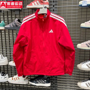阿迪达斯男装外套2026春季新款新年红立领防风休闲运动夹克KR2519