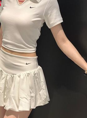 耐克女子2026秋新款简约白色休闲裙泡泡边半身裙 IU1418-133-010