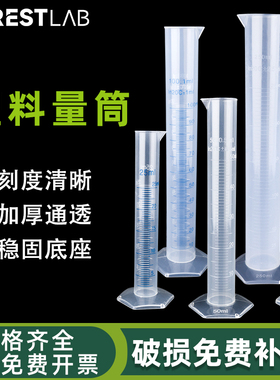 实验室塑料量筒加厚带刻度家用100/500/2000ml厨房烘培毫升计量杯