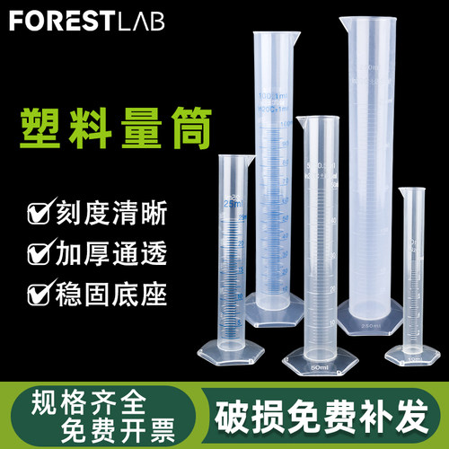 精英实验加厚带刻度塑料量筒