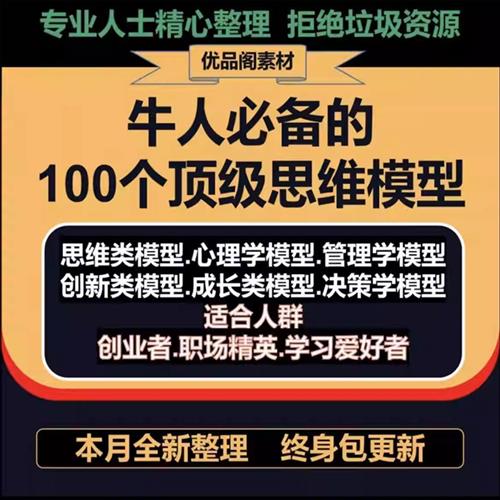 牛人思维的D100个思维模型讲座教.程创业管理销售白领精英思维课.