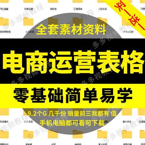 电商运营表格模板零基础W入门淘宝店铺数据分析计划活动策划统计