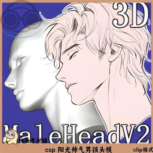csp 阳光帅气X男孩头模 clip格式 3D模型 clipstudiopaint