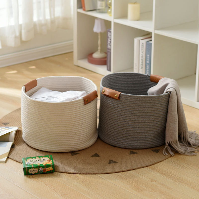 ins风棉线零食放衣服置物收纳筐