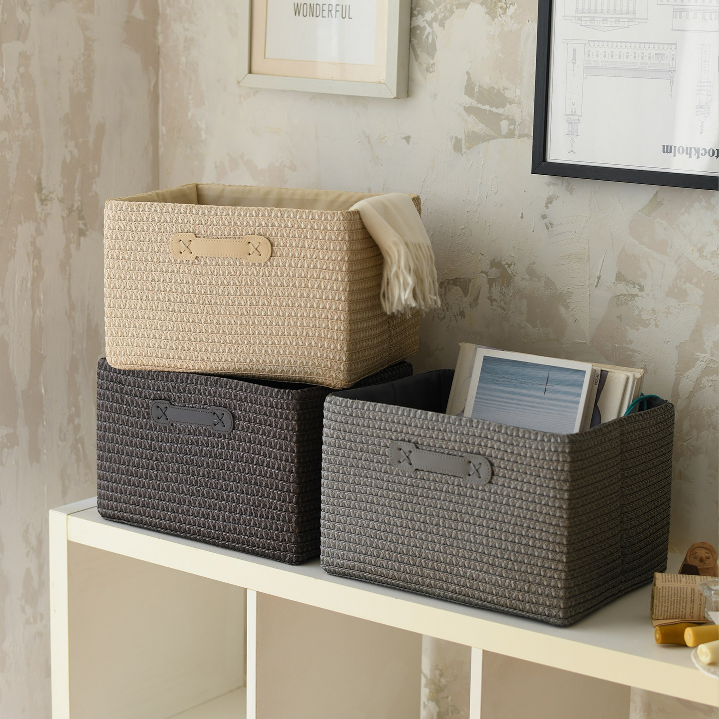 日式抽屉式收纳筐客厅衣柜收纳篮零食玩具整理筐书籍杂物收纳箱子,收纳整理,收纳箱,淘宝优惠券,粉丝福利购,淘宝优惠卷