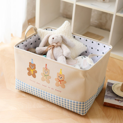 可爱小熊图案帆布收纳筐