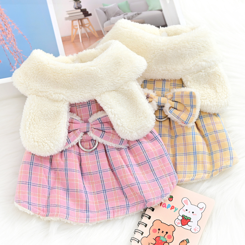 可爱秋冬季狗狗衣服公主裙子加绒