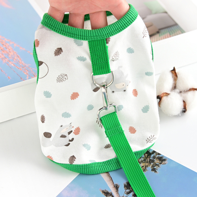 带牵引绳纯棉狗狗衣服夏天背心