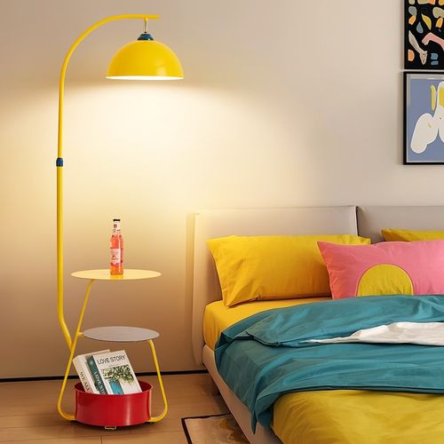 精选孟菲斯落地灯客m厅沙发旁彩色氛围灯儿童房装饰置物架一体立