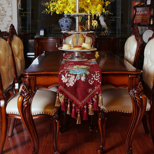 精选桌旗b欧式奢华美式雪尼尔提花五斗柜茶几桌旗餐垫桌布布艺可