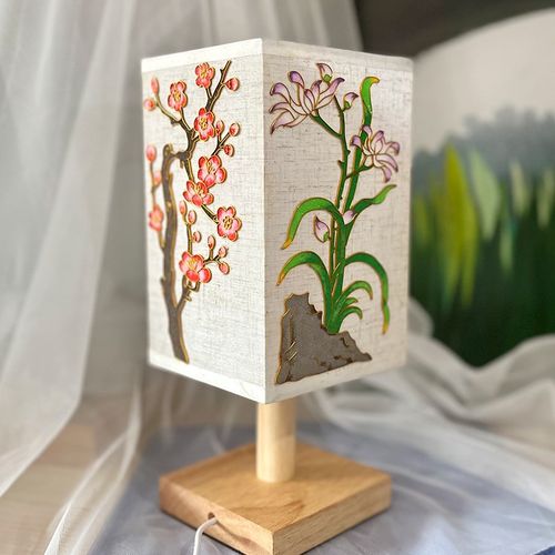 精选新中式景泰蓝手工掐丝珐琅轻C奢工艺台灯卧室书房亚麻实木装