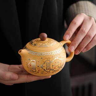 优选黄金段泥凤鸣壶n纯手工大容量紫砂壶泡茶壶功夫家用茶具西施