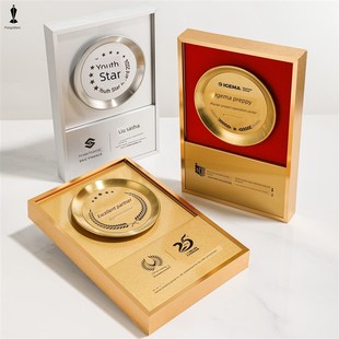 精选高端金属奖章定制牌企业特许经营H荣誉牌匾委任书奖项定制