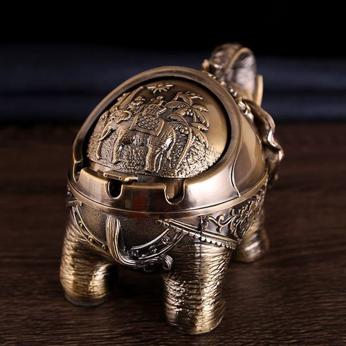 精选大象烟灰缸欧式家用客厅时尚创意个性防风动物轻奢Y办公室带