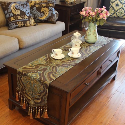 精选美式桌旗轻奢l高档奢华欧式餐桌茶几北欧五斗柜盖巾长条垫装