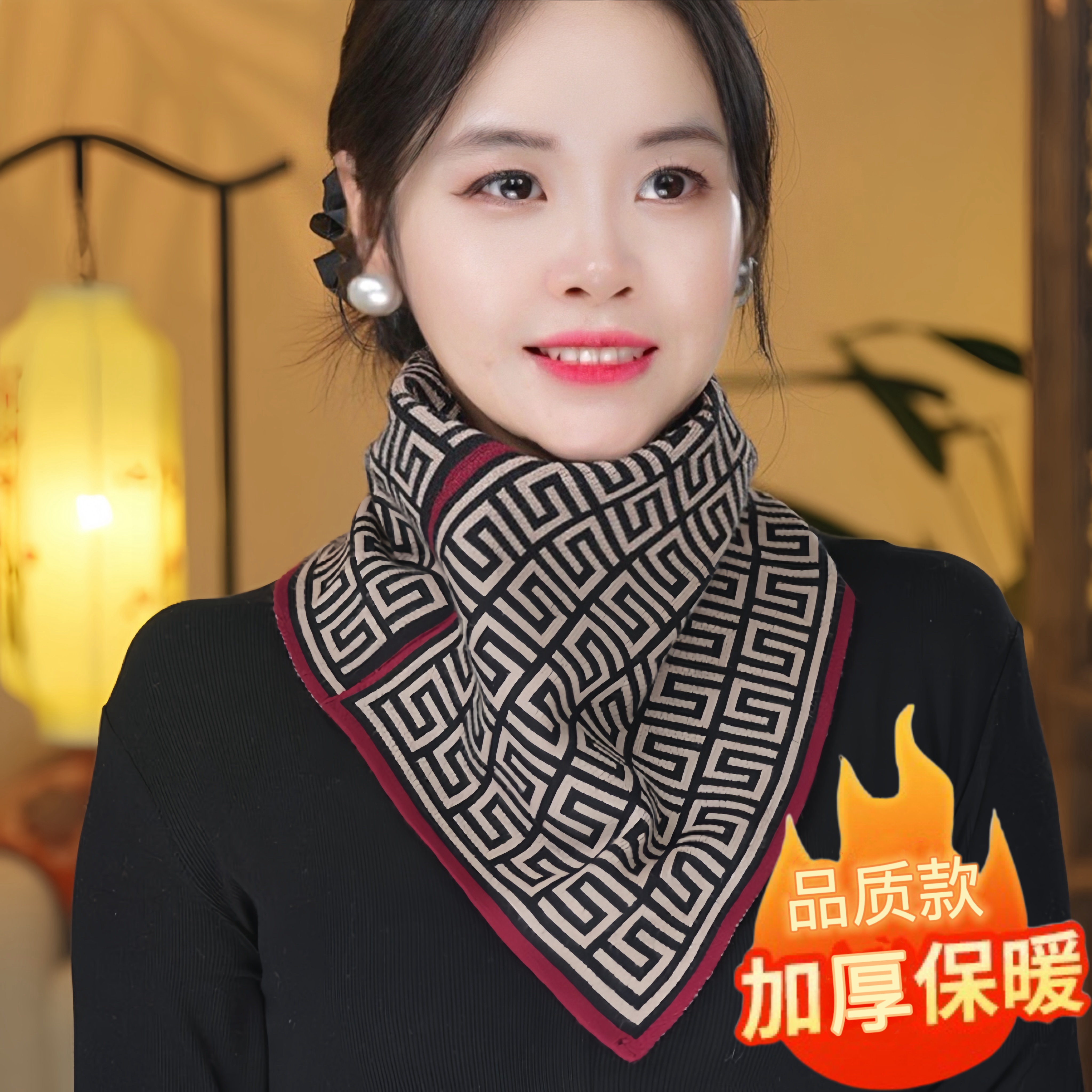 新款针织围脖秋冬保暖护颈气质假领懒人套头围巾男女通用三角巾韩