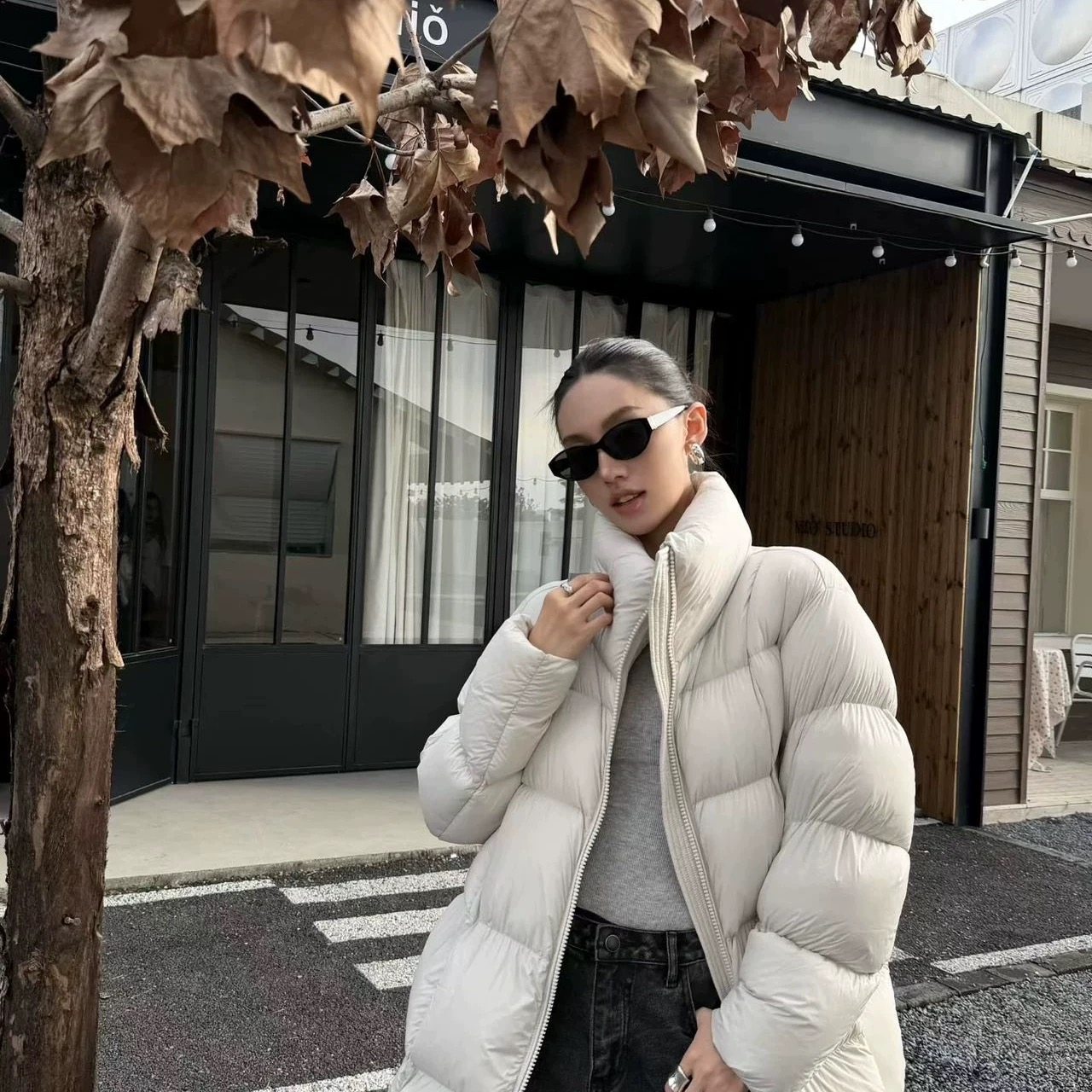 七姐的店 15无帽拉链款 高奢新款中长款泡芙鹅绒服女