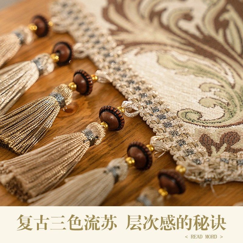 优选桌旗美式e覆古高级感电视柜餐桌长条桌布法式高端茶几盖巾防