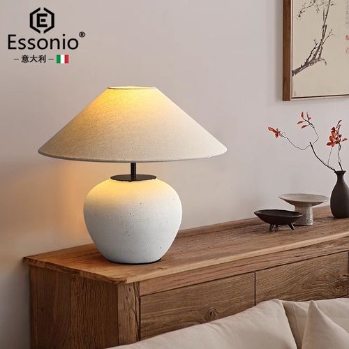 优选意大利中式台灯卧室床头灯侘寂O风手工陶罐设计师客厅