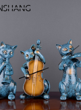 优选欧式三只猫奏乐摆件q套装 美式家居饰品装饰摆设 创意生日礼