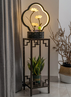 优选新中式流水摆件循环水客厅家居饰H品玄关边几装饰水景乔迁新