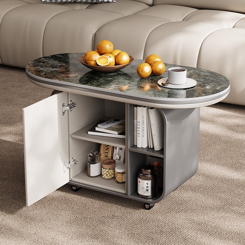 优选新款可移动岩板茶几客厅家用小推车客厅沙Q发边几不锈钢边柜