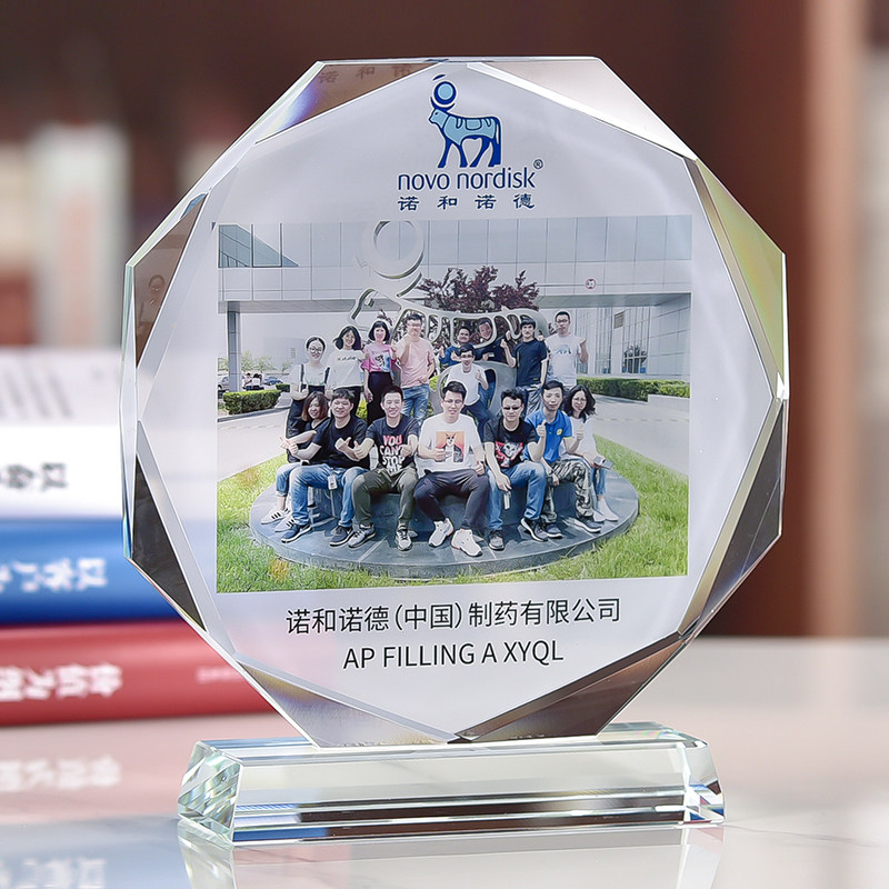 优选水晶照片奖杯奖牌p光荣退休纪念品定制离休离职留念订做刻字