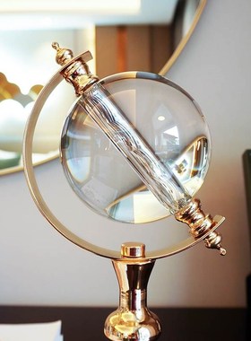 优选欧式办公室水晶球摆件书房z桌面装饰地球仪工艺品客厅酒柜轻