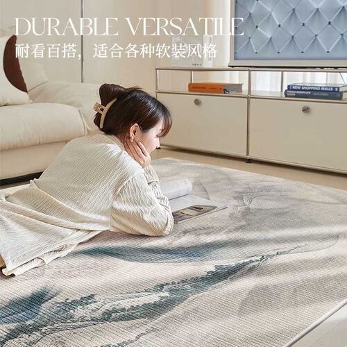 优选客厅地毯轻奢感防水免洗可擦大厅沙发主卧室茶几Y毯新中式地