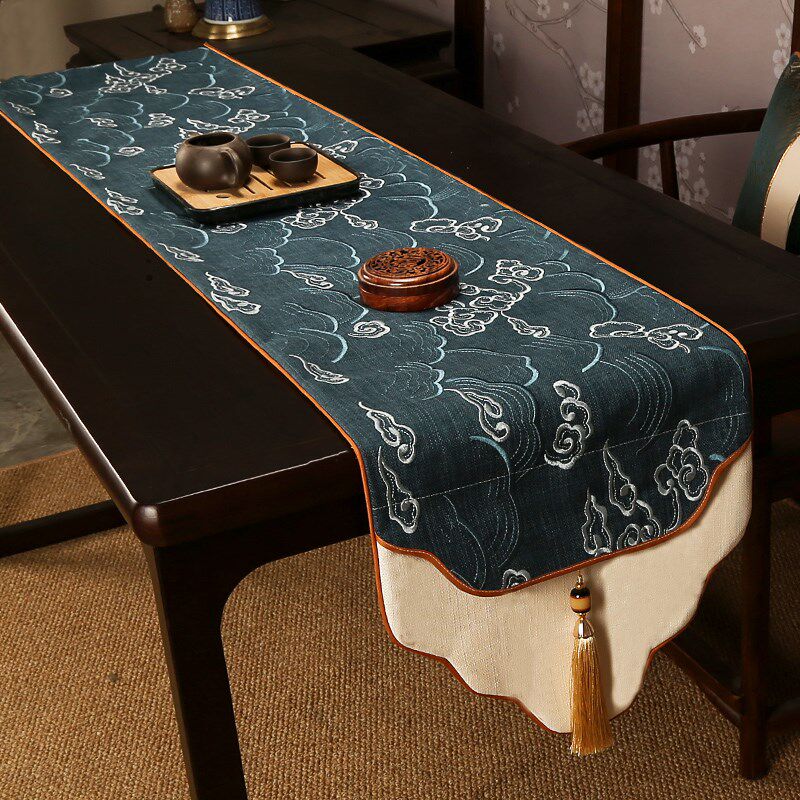 优选桌旗轻奢高端新中式禅意茶席茶旗布I艺餐桌旗布茶台茶几布桌