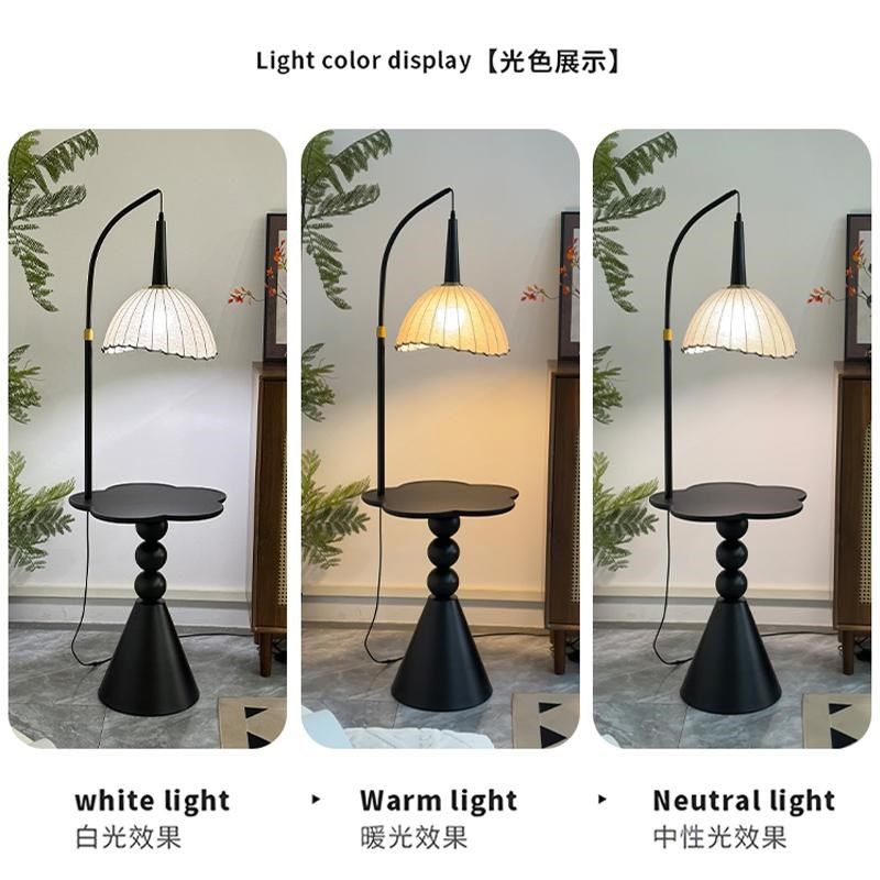 优选法式中古风落地灯客厅沙发边几置物架一体P创意卧室床头柜氛