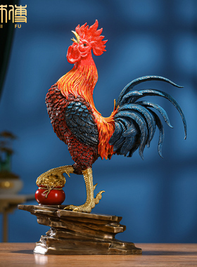 优选黄铜打l鸣公鸡摆件大吉大利新中式酒柜玄关店铺装饰开业