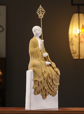 优选陶瓷b地藏王菩萨摆件供奉真身佛像家用佛堂办公室禅意新中式