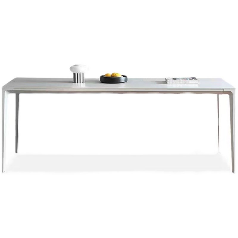 优选德利丰岩板餐桌椅组r合现代简约纯白纯黑铝合金小户型长方形