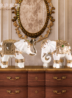 优选大象摆件g一对欧式酒柜客厅电视柜家居软装饰品开业乔迁礼品