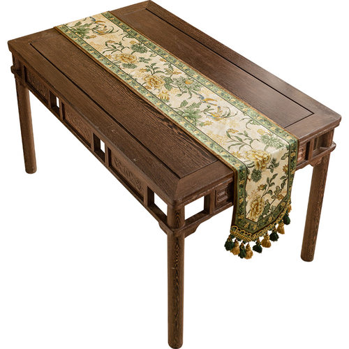 优选莺歌l新中式桌旗高级感复古奢华床旗玄关边柜盖布茶几