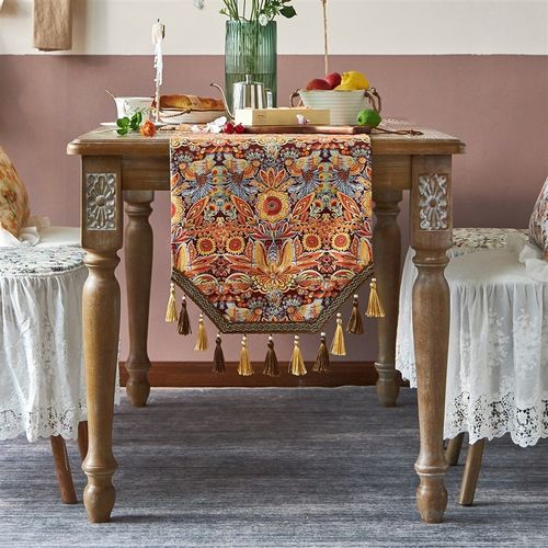 优选美式桌旗复古欧式高级感电视柜桌布盖布边柜S茶几定制禅意长