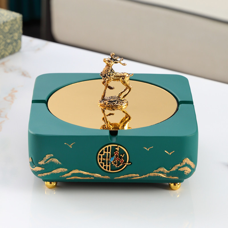 优选新中式鹿头带盖o烟灰缸轻奢家用客厅茶几桌面创意摆件办公室,家居饰品,装饰烟灰缸,淘宝优惠券,粉丝福利购,淘宝优惠卷